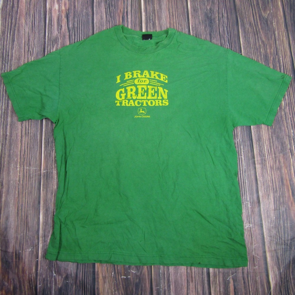 John Deere T-Shirt‎ Mens XL Green I Brake For Green Tractors Graphic Tee
